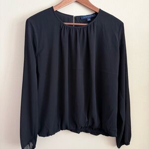 Tommy Hilfiger Black Sheer Long Sleeve Blouse Medium | Textured Chiffon Career